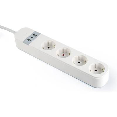 Gembird Интелигентна захранваща лента с USB зарядно устройство 4 гнезда Бял TSL-PS-S4U-01-W (TSL-PS-S4U-01-W)