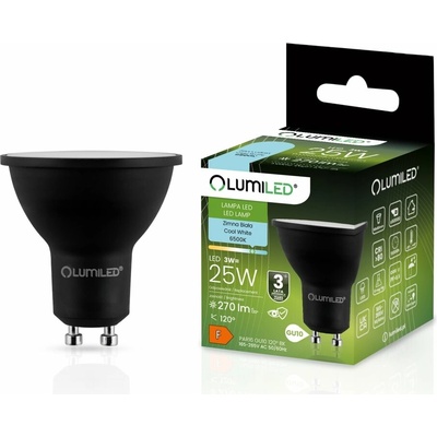 Lumiled LED žiarovka GU10 3W = 25W 270lm 6500K Cold 120° Black