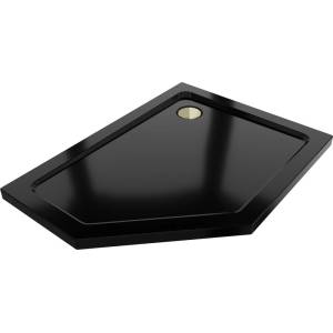 Mexen Flat петостенен душов поддушник slim десен 100 x 90 см, черен, сифон (41P709010R-G)