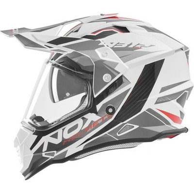 NOX AKCE helma OFFROAD / TRAIL DUOSPORT (DUAL) N312 TRACK s plexi a hledím barva červená/bílá velikost L