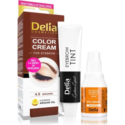 Delia Cosmetics Argan Oil цвят за вежди цвят 4.0 Brown 15ml