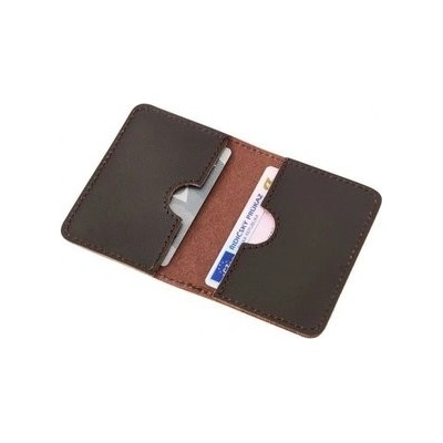 Kožené pouzdro na karty a doklady - hnědé hladké – Zbozi.Blesk.cz