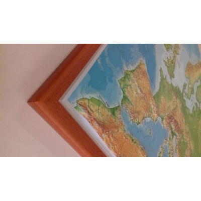 Georelief Benelux - plastická mapa 80 x 60 cm Varianta: mapa v dřevěném rámu, Provedení: Pinos třešeň