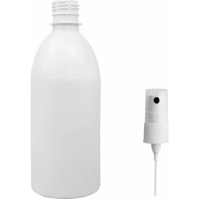 Tera Plastová lahvička bílá s kosmetickým rozprašovačem 500 ml