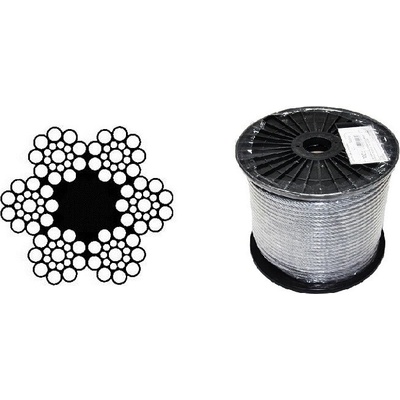 Lano ocelové 6x19S-FC, 6mm, Zn, cívka 100m – Zboží Dáma