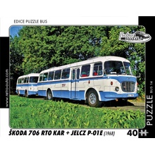 Retro-Auta BUS 14 ŠKODA 706 RTO KAR s vlečným vozem Jelcz P-01E 1968 40 dílků