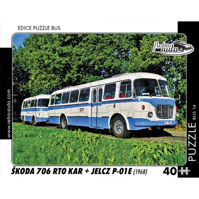 Retro-Auta BUS 14 ŠKODA 706 RTO KAR s vlečným vozem Jelcz P-01E 1968 40 dílků