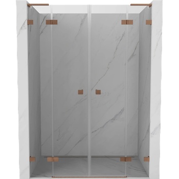 Mexen Lunar L Двучлетни душ врати 160 см, прозрачни, четкана мед - 834DL-160-000-65-00 (834DL-160-000-65-00)