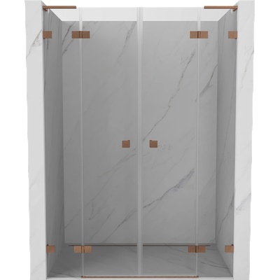 Mexen Lunar L Двучлетни душ врати 160 см, прозрачни, четкана мед - 834DL-160-000-65-00 (834DL-160-000-65-00)