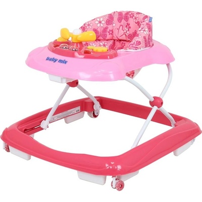 Baby Mix s hracím panelem silikonové kolečka tmavě ružová