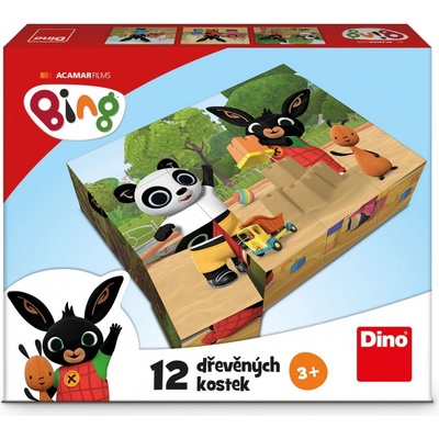 Dino kostky Bing dřevo 12 ks