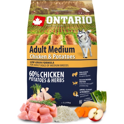 Ontario Adult Medium Chicken & Potatoes 2,25 kg