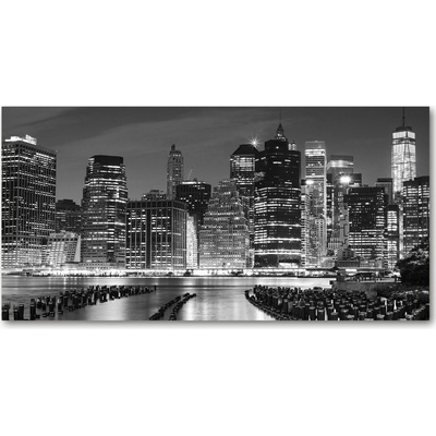 Moderný sklenený obraz z fotografie Manhattan noc 100x50 cm