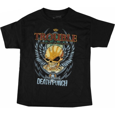 ROCK OFF детска тениска Five Finger Death Punch - Trouble - ЧЕРЕН - ROCK OFF - FFDPTS35BB