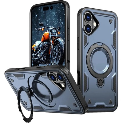 HQWear Hybrid Armor Trendy Case с MagSafe за iPhone 16 Plus - син (Hybrid Armor Trendy color matching MagSafe iPhone 16 Plus navy blue)