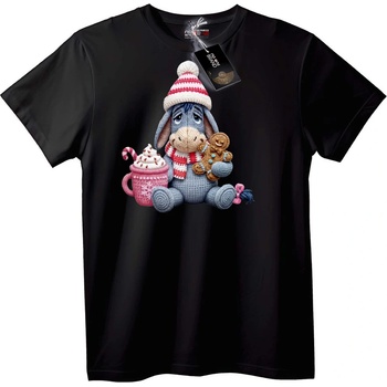 NOONEBRAND Тениска Уютен Eeyore Коледа - 2XL, Black