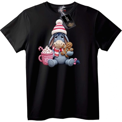 NOONEBRAND Тениска Уютен Eeyore Коледа - 2XL, Black