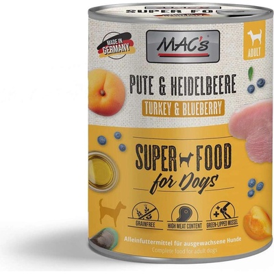 MAC's Dog Turkey - Пълноценна консервирана храна за кучета, без зърно, с пуешко месо боровинки и кайсии