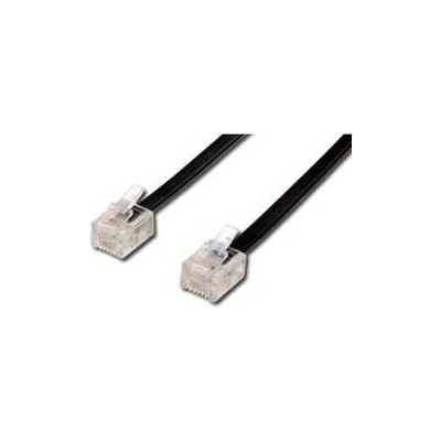 Telefonní kabel 4 žíly, RJ11 samec - RJ11 samec, 6 m, černý, pro ADSL modem, economy – Sleviste.cz