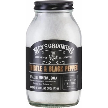 Scottish Fine Soaps pánska soľ do kúpeľa Thistle & Black pepper 500 g