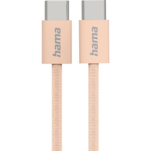 Hama Кабел за зареждане "Fabric", USB-C - USB-C, 1 m, Nylon, оранжев (201727) - caretech