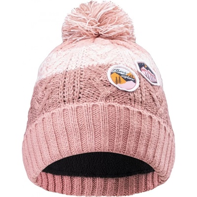 Elbrus Lewis TG dětská pletená zimní čepice ash rose/rose tan/white