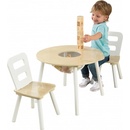 KidKraft Dřevěný set stůl s 2 židle přírodní a bílá