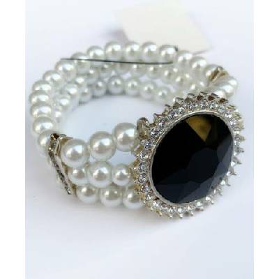 Fashion Jewelry perla s černým kámenem 2-bn351