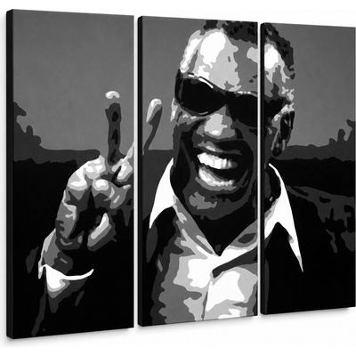 Ručne maľovaný Pop Art obraz Ray Charles | triptych - 90x60 cm