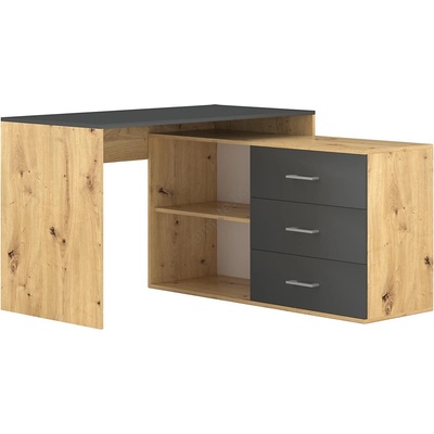WIPMEB Писмено бюро с чекмеджета и универсален ъгъл (десен/ляв) JULES дъб artisan/антрацит (WM0036)