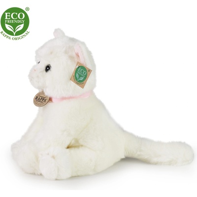 Rappa - Плюшена Бяла котка, седяща, 25 см. , серия Еко приятели