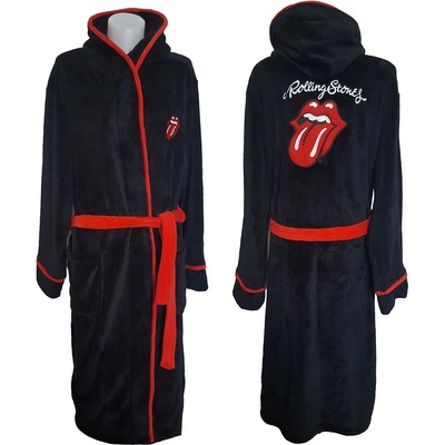 CurePink pánský župan Rolling Stones: Classic Tongue černý fleece