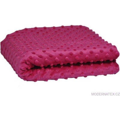 Látka minky puntík, 380 g/m², šíře 160 cm, metráž, tmavě fuchsiová