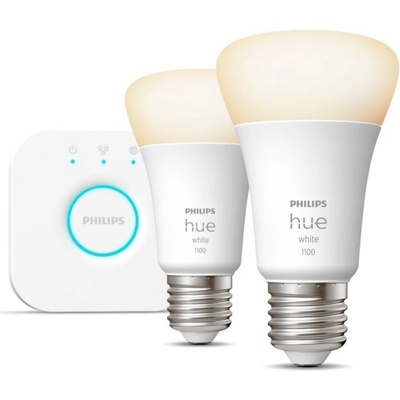 Philips Hue LED sada žiaroviek Starter Kit + Hue Bridge 2x9,5W E27 1100lm 2700K stmievateľné, Bluetooth, White