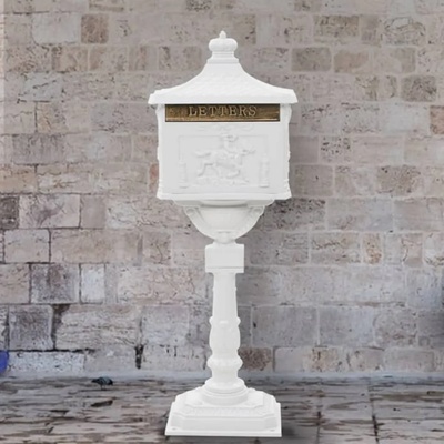 vidaXL Алуминиева пощенска кутия на стойка винтидж неръждаема бяла (43894)