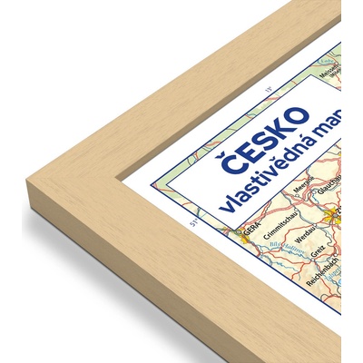 Excart Maps Česko – nástěnná vlastivědná mapa 136 x 87 cm Varianta: mapa v dřevěném rámu, Provedení: Pegi přírodní