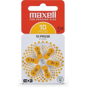 Maxell Батерия цинково въздушна maxell za10 6 бр. бутонни за слухов апарат в блистер (ml-bz-za10)