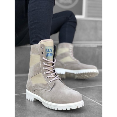 BOA Shoes Мъжки велурени боти с връзки ba0087 - Бежови #365062 (365062_Бежов)
