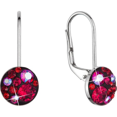 Pavona stříbrné náušnice visací s krystaly Swarovski červené malé 31321.3 cherry