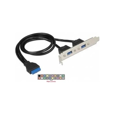 DeLock Slotblech 1 x 19 Pin USB 3.0 Pfostenbuchse intern > 2 x USB 3.0 Typ-A Buchse extern