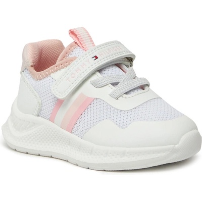 Tommy Hilfiger Сникърси Tommy Hilfiger Stripes Low Cut Lace-Up Velcro Sneaker T1A9-33222-1697 M White/Pink X134 (Stripes Low Cut Lace-Up Velcro Sneaker T1A9-33222-1697 M)