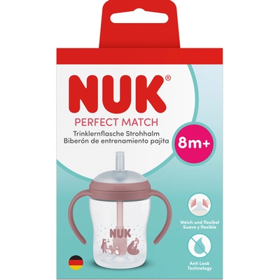 Nuk Perfect Match шише със сламка, 150 мл. , 8+мес, Мечка (10215402)