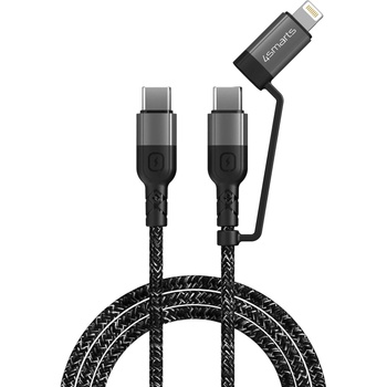 4smarts ComboCord CL USB-C to USB-C and Lightning Cable - качествен многофункционален кабел USB-C към USB-C или Lightning (300 см) (черен)