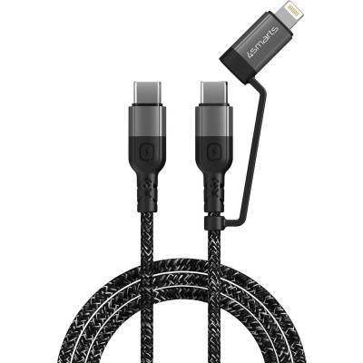 4smarts ComboCord CL USB-C to USB-C and Lightning Cable - качествен многофункционален кабел USB-C към USB-C или Lightning (300 см) (черен)