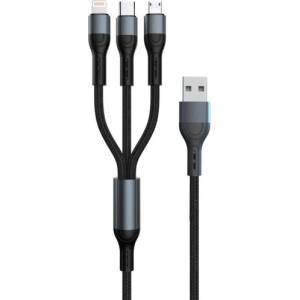 PAVAREAL Кабел Pavareal Q01 3в1 USB, 120W, 1.2m - Черен - 6971214862248 (6971214862248)