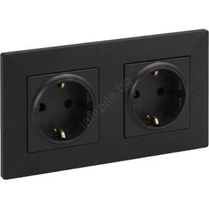 Legrand - Двойна битова SCHUKO розетка 250V/16A NILOE STEP черна (LR0116B)