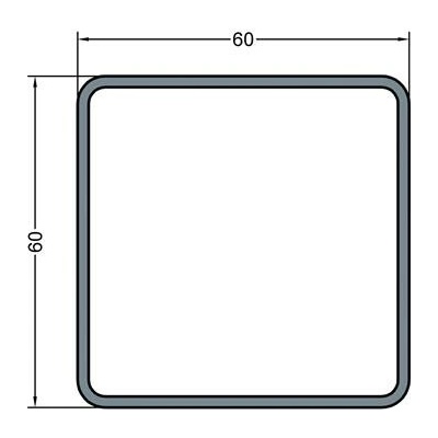 GUTMANN Okapová svodová roura pro P2030, 60 x 60 x 2 mm, L=6000 mm, holý hliník 6 ks