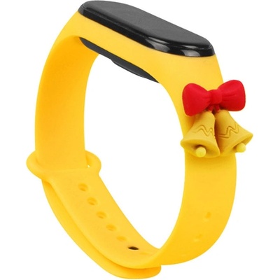HQWear Резервна силиконова каишка Strap Xmas за Xiaomi Mi Band 5/Mi Band 6, Жълт-Звънчета (10022266)