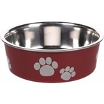 Flamingo Feeding and drinking bowl Kena Round Bordeaux Silver - иноксова купа за вода или храна - БОРДО, размер Ø12 см / 300 мл, Белгия - 1030938
