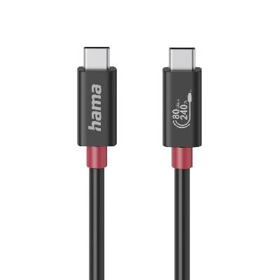 Кабел USB-C еMarker, USB 4 Gen 4, 80 Gbit/s, 1 м, 5 A, 240 W , черен (HAMA-200799)